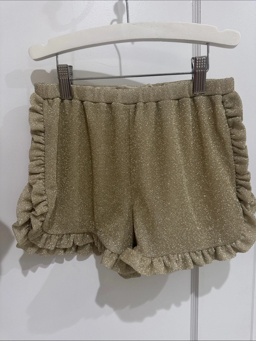 Oséree Kids Gold Lumière ruffled swimsuit & matching shorts size 10/12